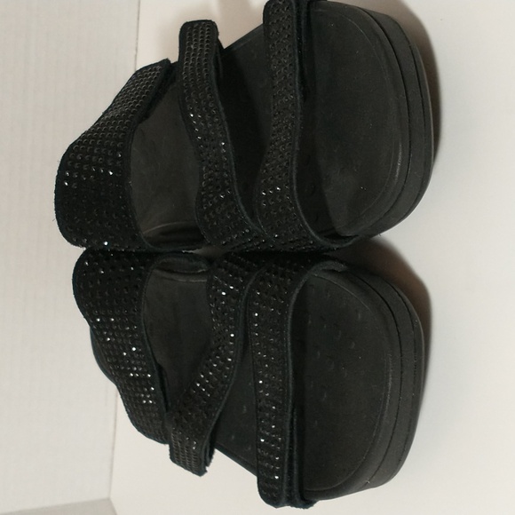 Vionic Alexis Platform Strappy Sandal, Black, Rhinestones, Arch Support - Picture 3 of 10
